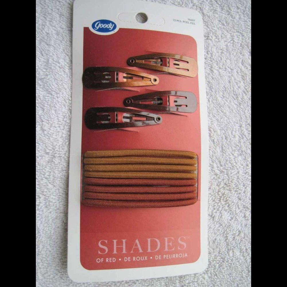 Goody Color Collection Shades of Red 8 Hair Elastics 4 Snap Clips Orange Shiny